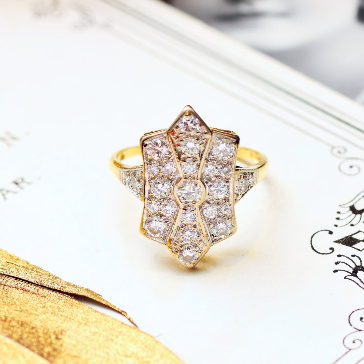 SuperStar Vintage Art Deco Diamond Cluster Ring