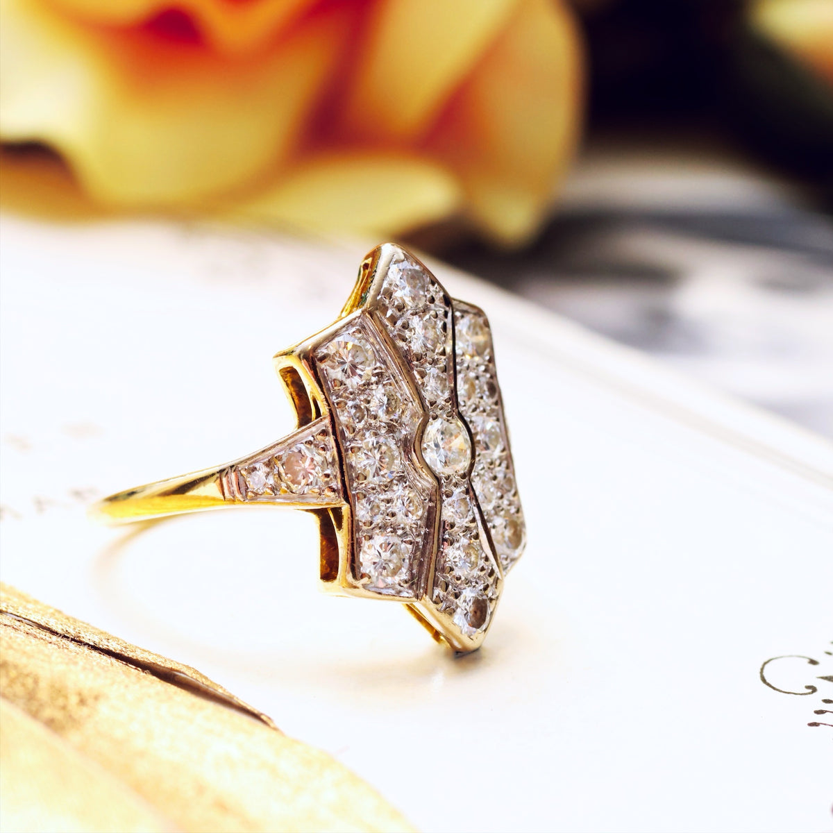 SuperStar Vintage Art Deco Diamond Cluster Ring