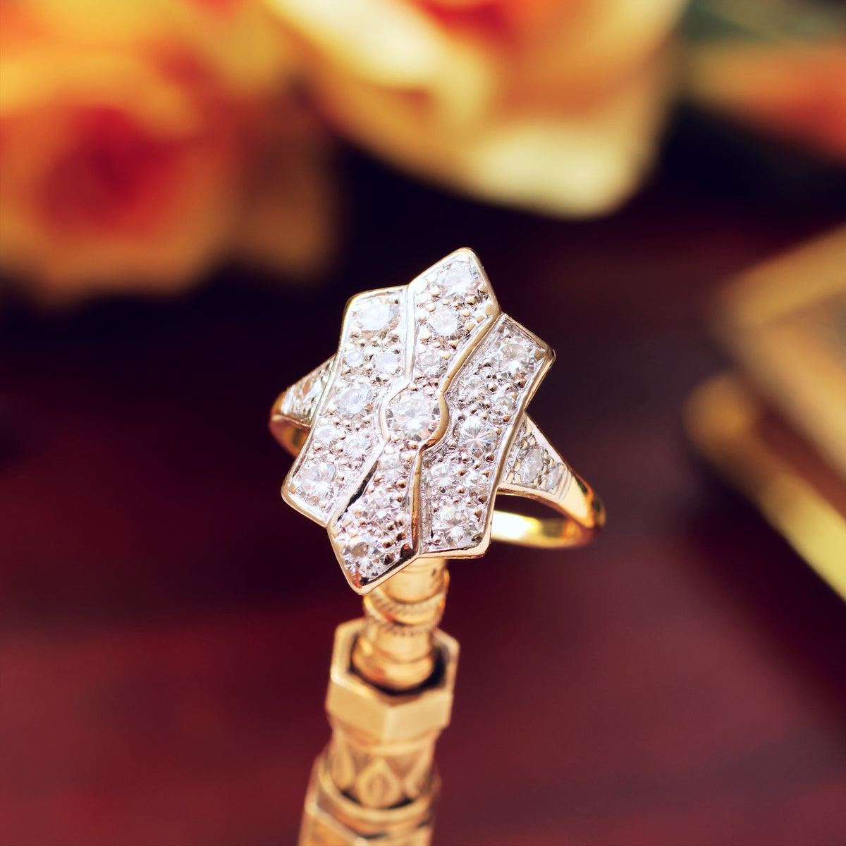 SuperStar Vintage Art Deco Diamond Cluster Ring