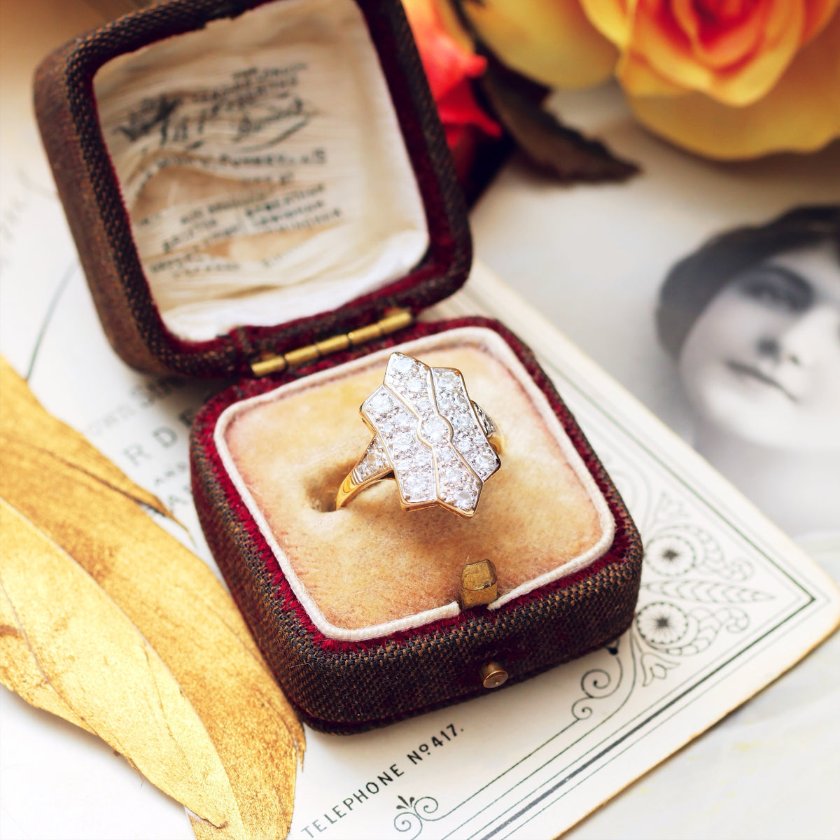 Vintage Art Deco Diamond Cluster Ring