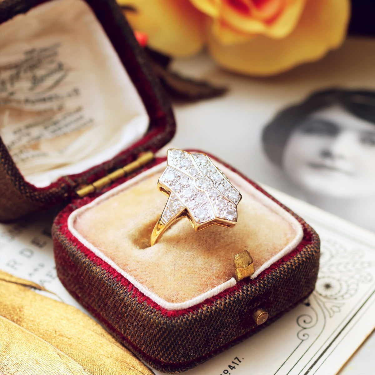 SuperStar Vintage Art Deco Diamond Cluster Ring