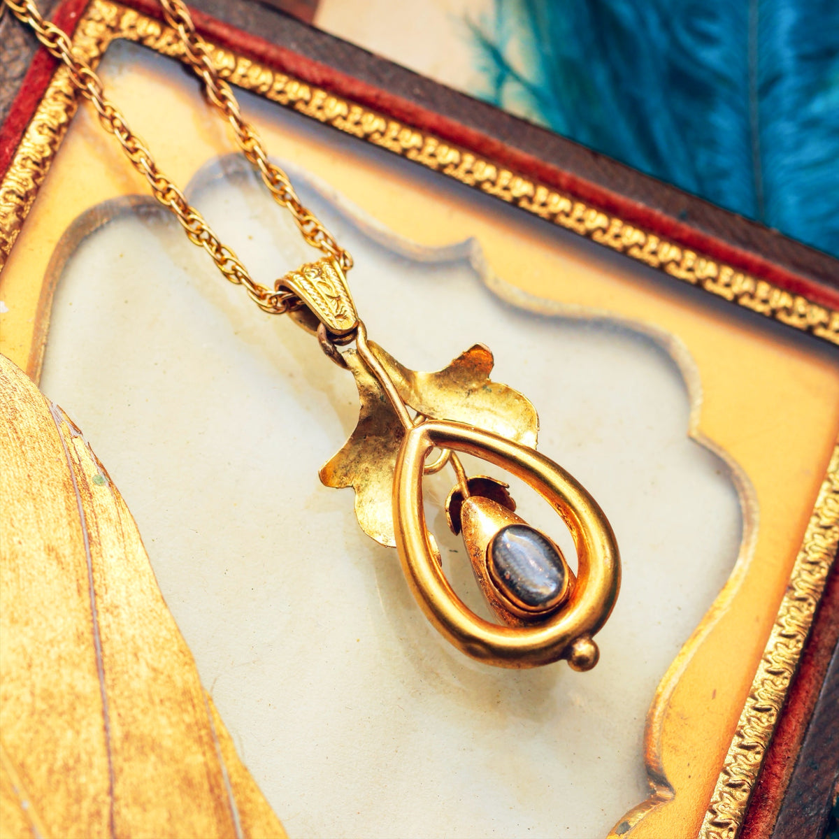 Antique Historical Revival Garnet Locket Pendant