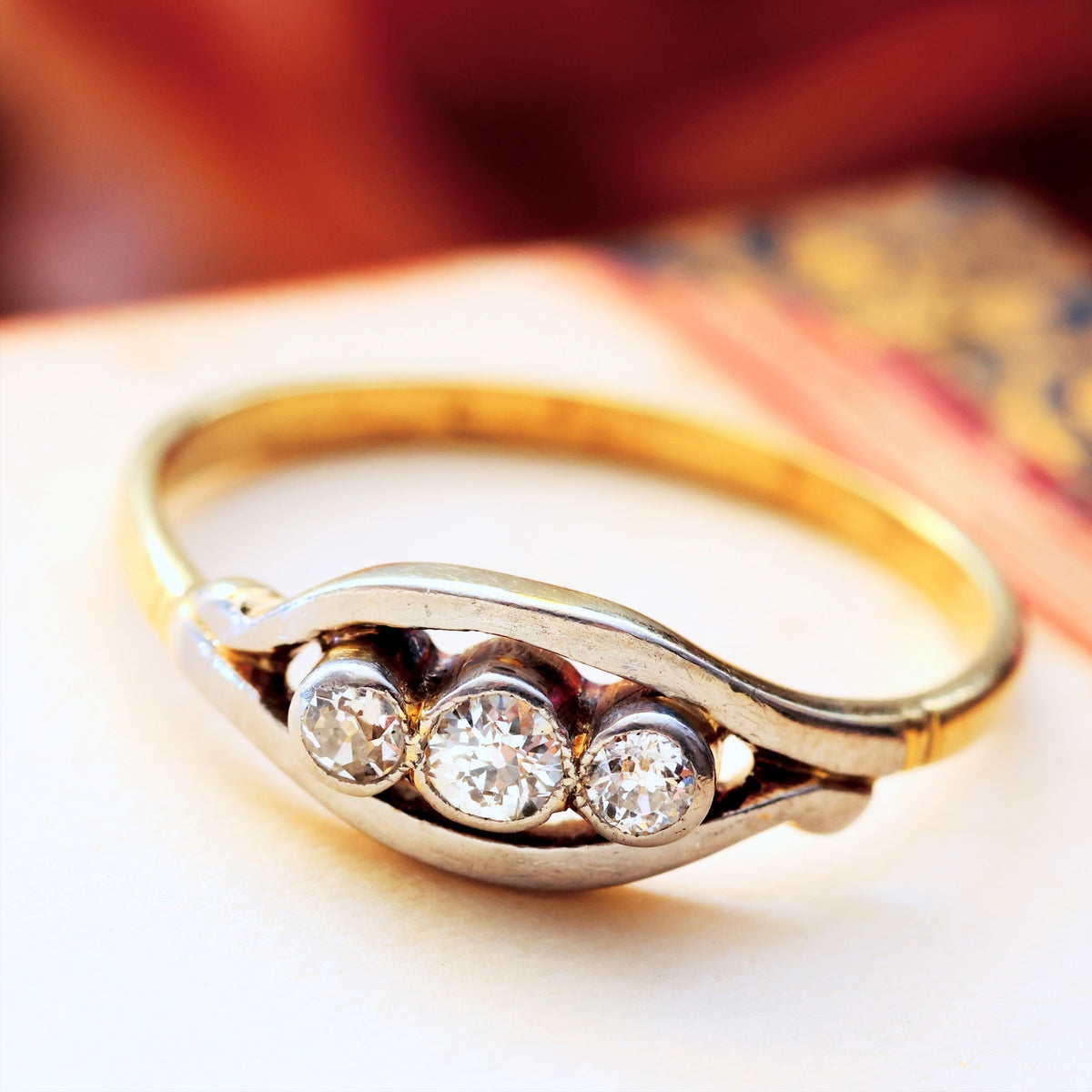 Vintage Diamond Trilogy Crossover Engagement Ring
