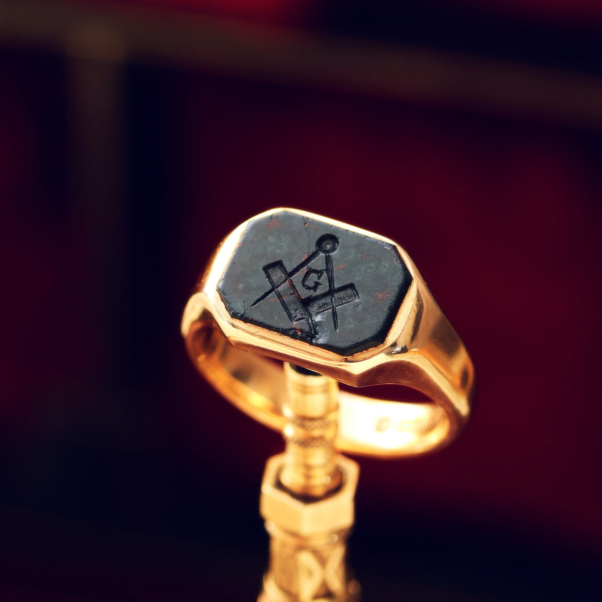 Antique Date 1911 Masonic Intaglio Seal Ring