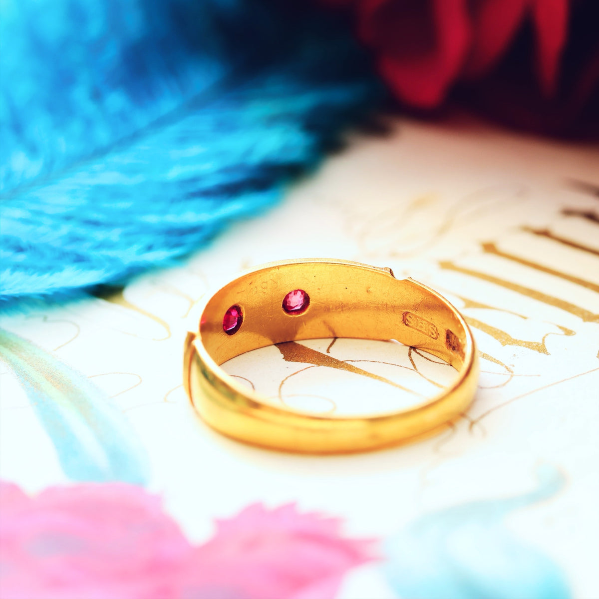 Victorian Date 1897 Ruby & Seed Pearl Ring
