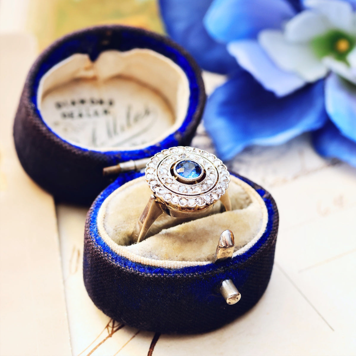Vintage Date 1966 Sapphire & Diamond Cocktail Ring