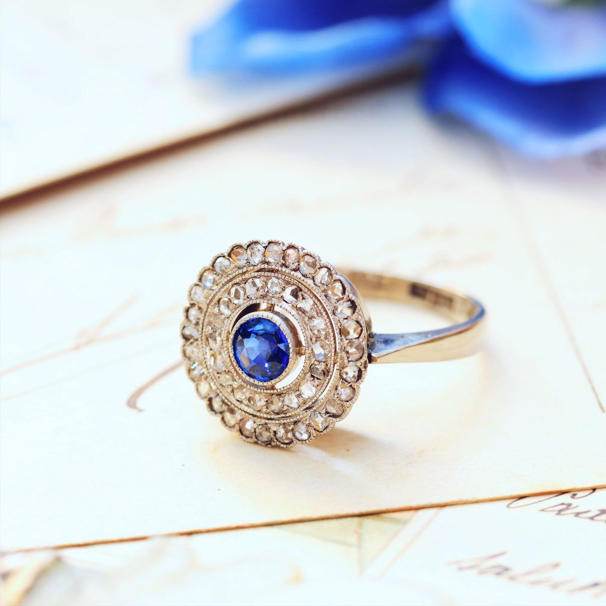 Vintage Date 1966 Sapphire & Diamond Cocktail Ring