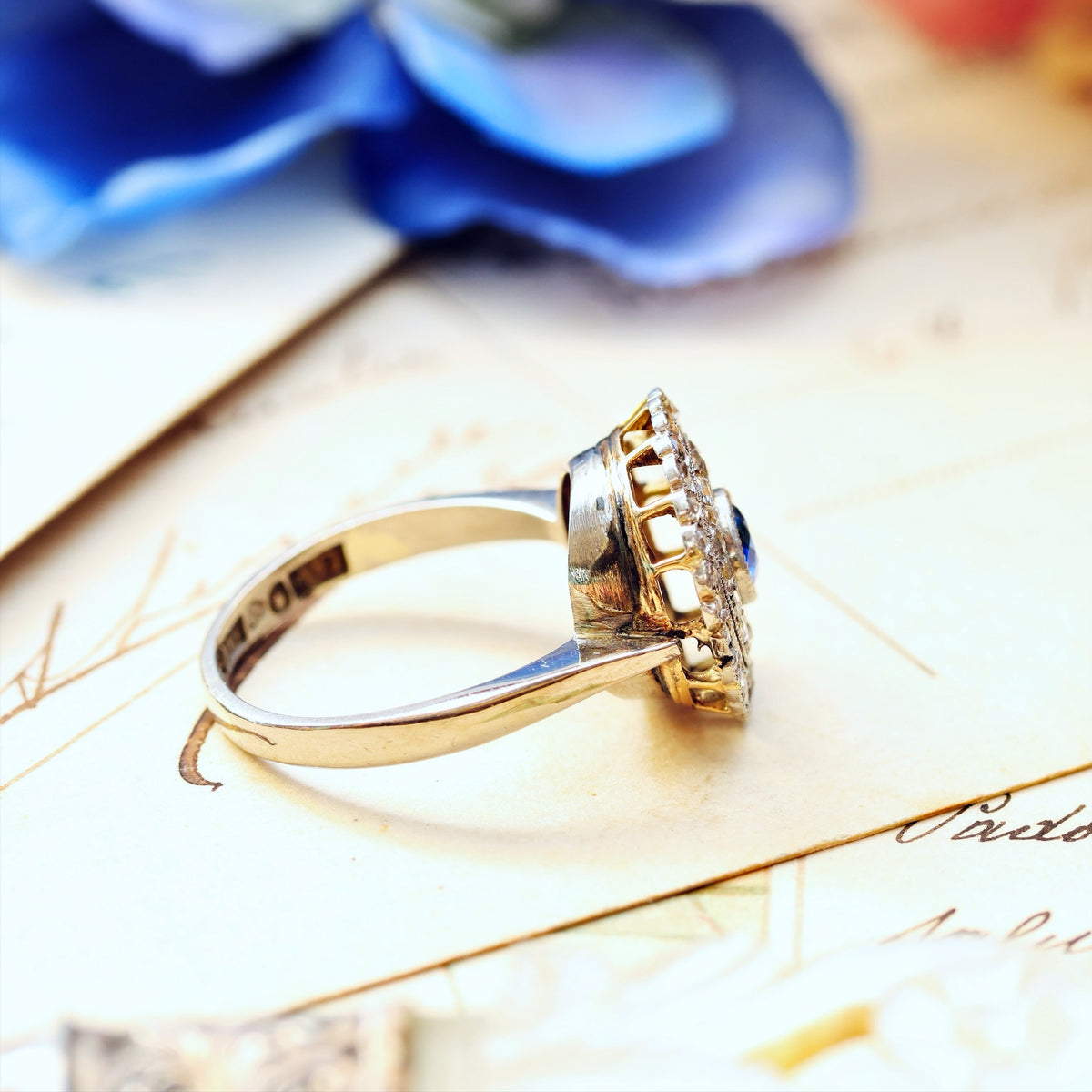 Vintage Date 1966 Sapphire & Diamond Cocktail Ring