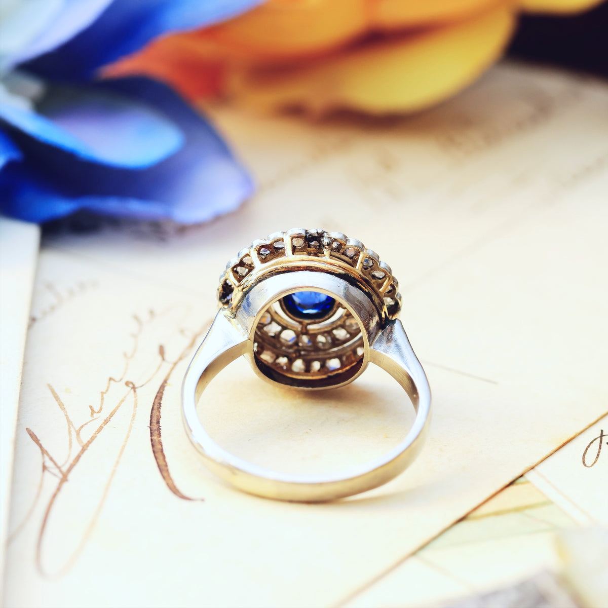 Vintage Date 1966 Sapphire & Diamond Cocktail Ring