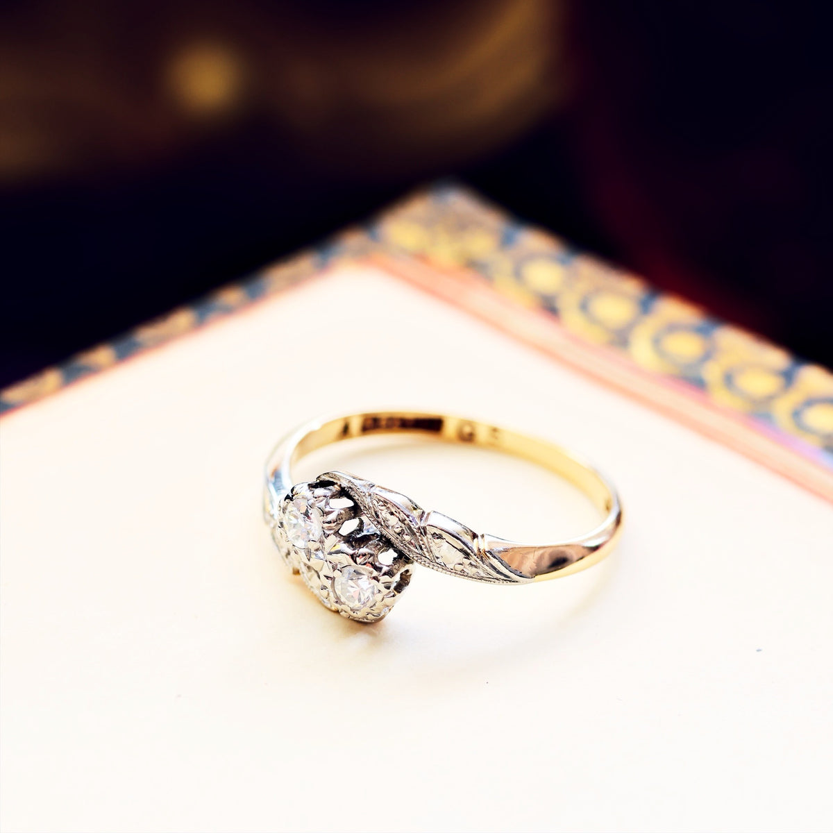A Petite Vintage Diamond Crossover Engagement Ring