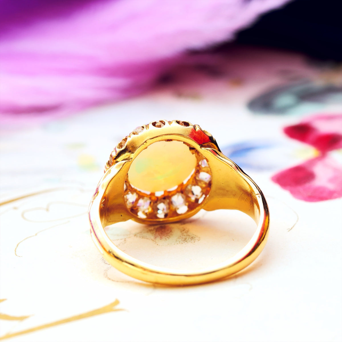 Awesome Antique Victorian Opal & Diamond Ring