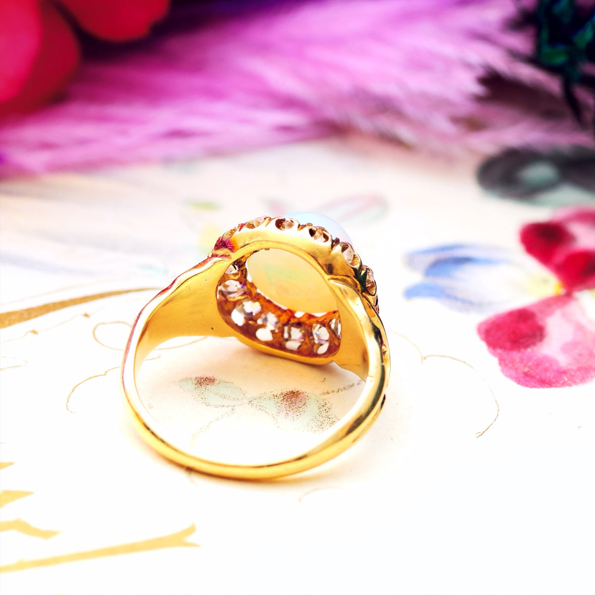 Awesome Antique Victorian Opal & Diamond Ring