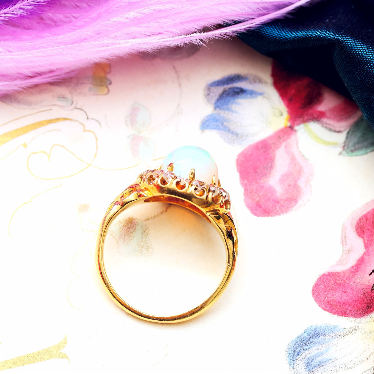 Awesome Antique Victorian Opal & Diamond Ring