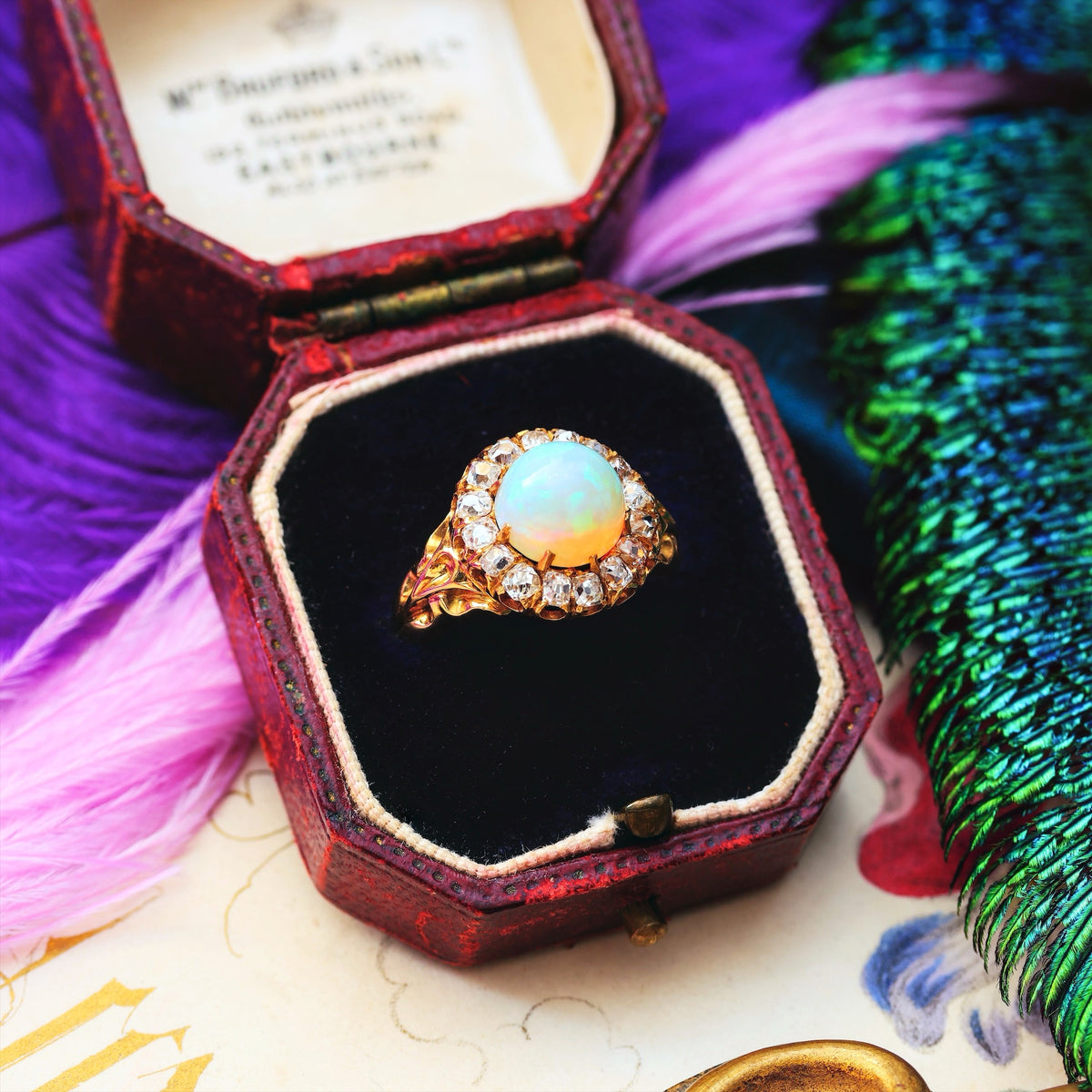 Awesome Antique Victorian Opal & Diamond Ring