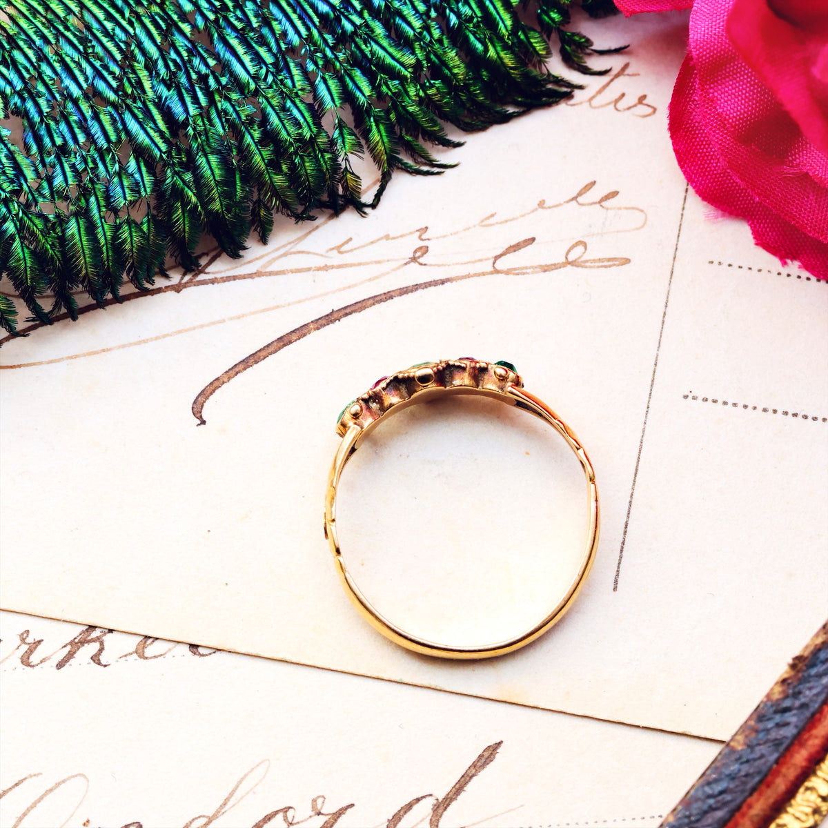 Antique Victorian Emerald & Pink Spinel Ring