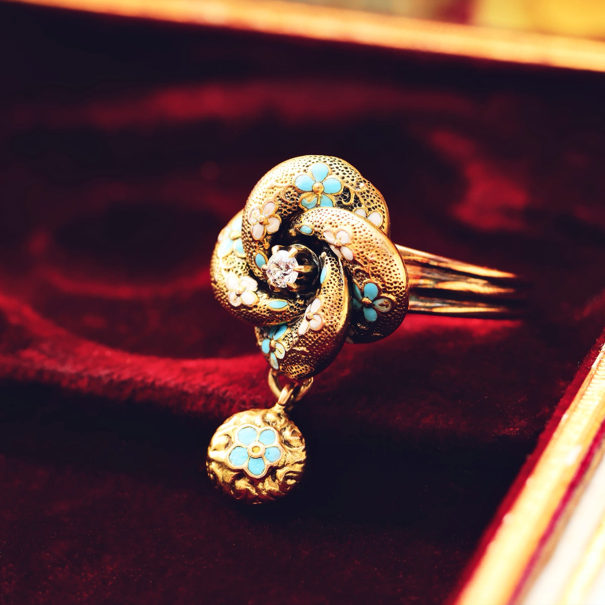 Fondest Adoration! Victorian Enamelled Forget-me-not Ring