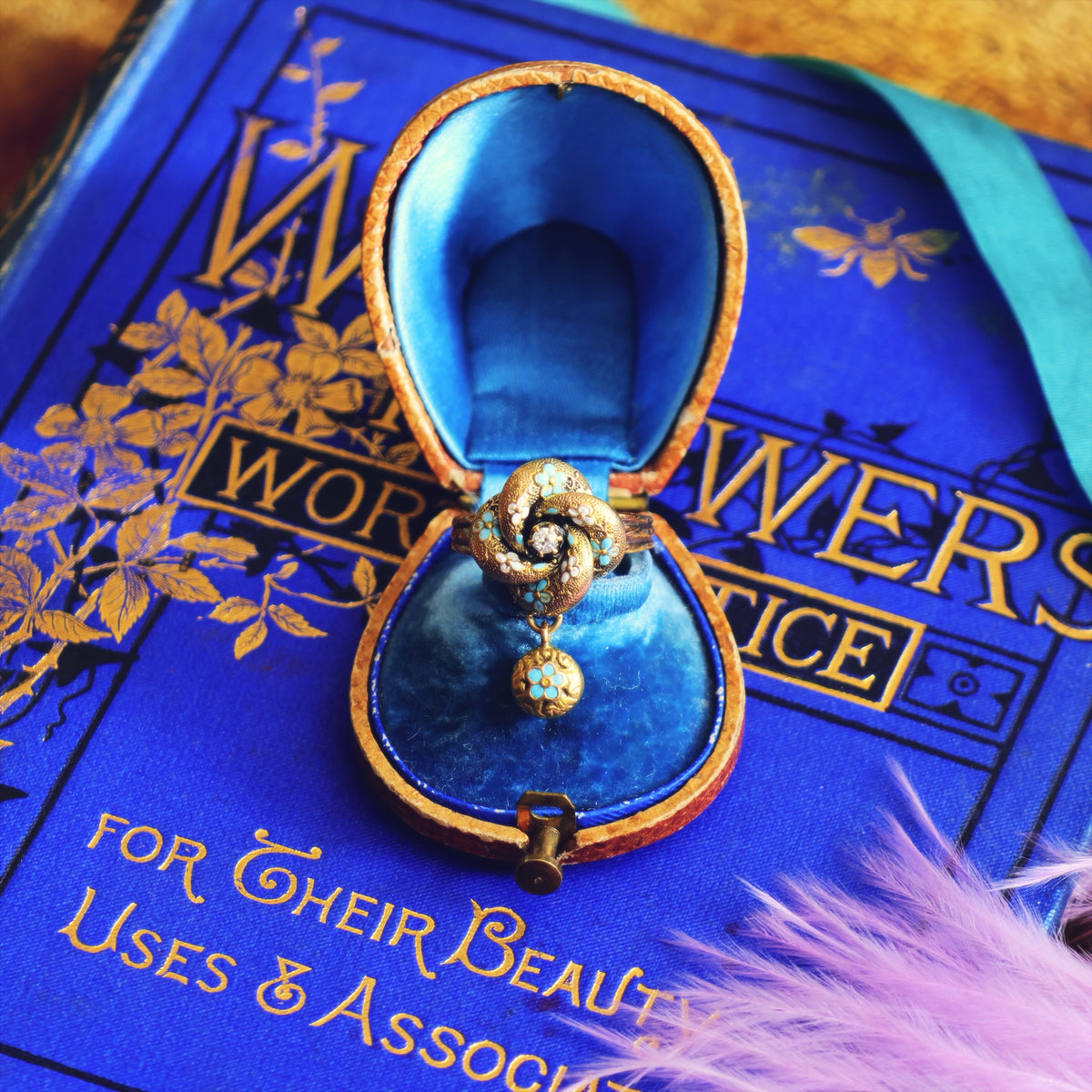 Fondest Adoration! Victorian Enamelled Forget-me-not Ring