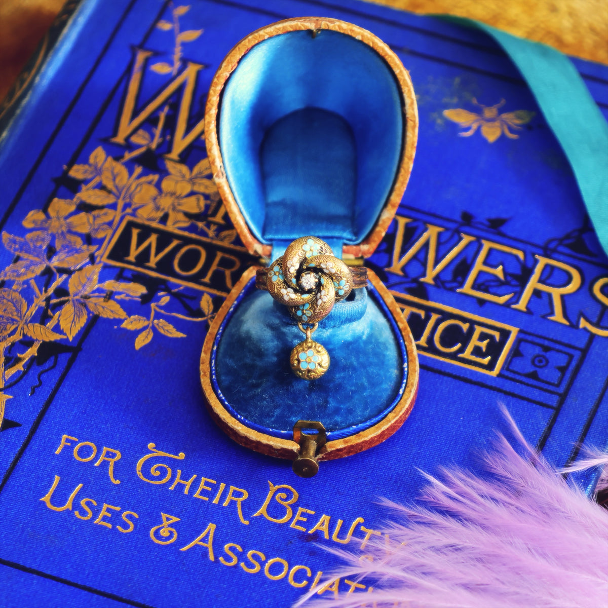 Fondest Adoration! Victorian Enamelled Forget-me-not Ring
