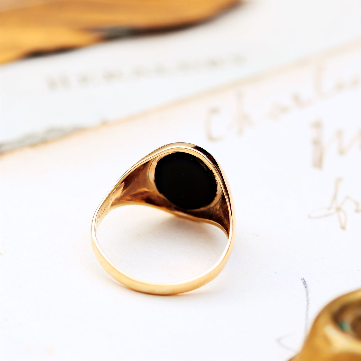Vintage Date 1978 Black Onyx Signet Ring