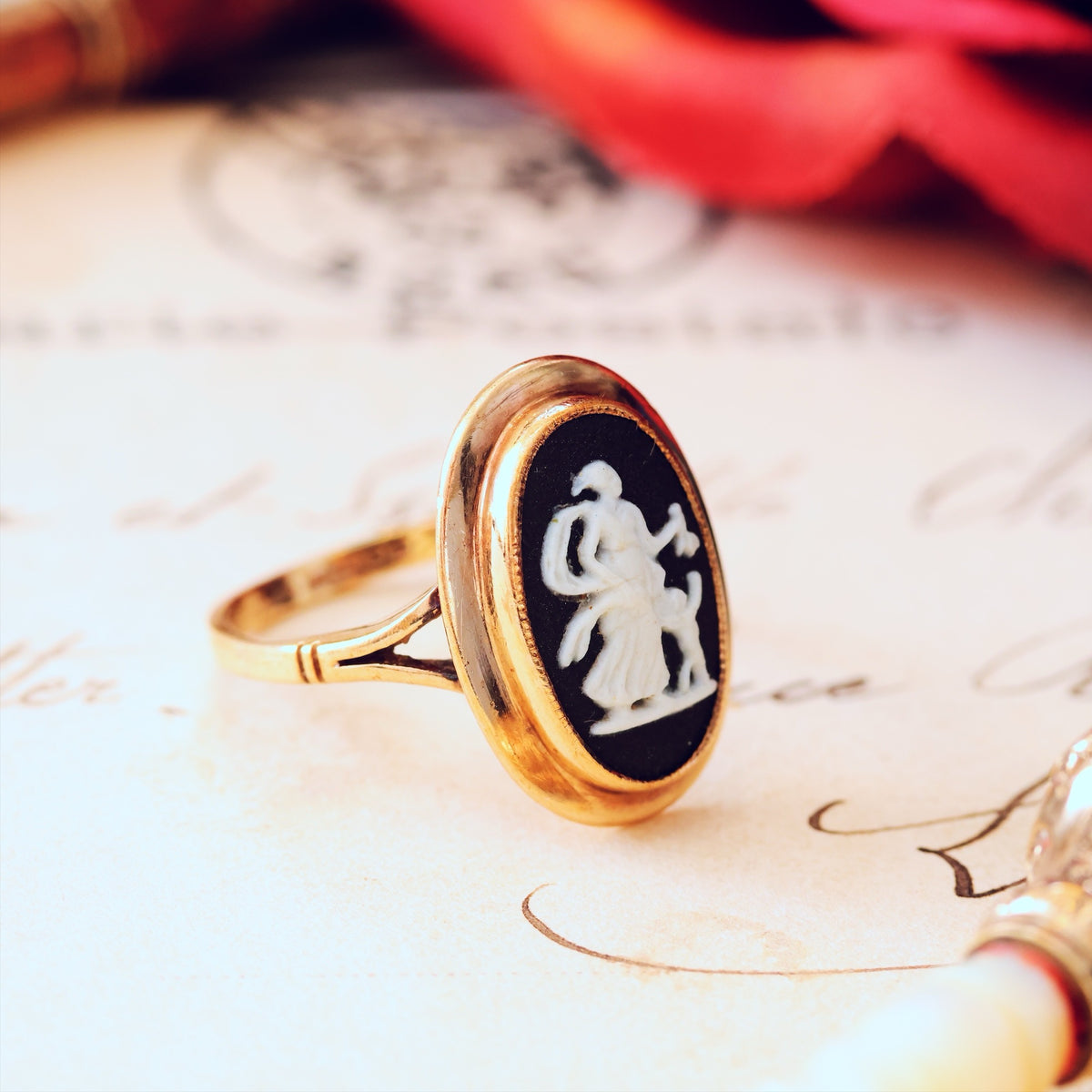Vintage Neoclassical Vibe Goddess Ceres Wedgewood Ring