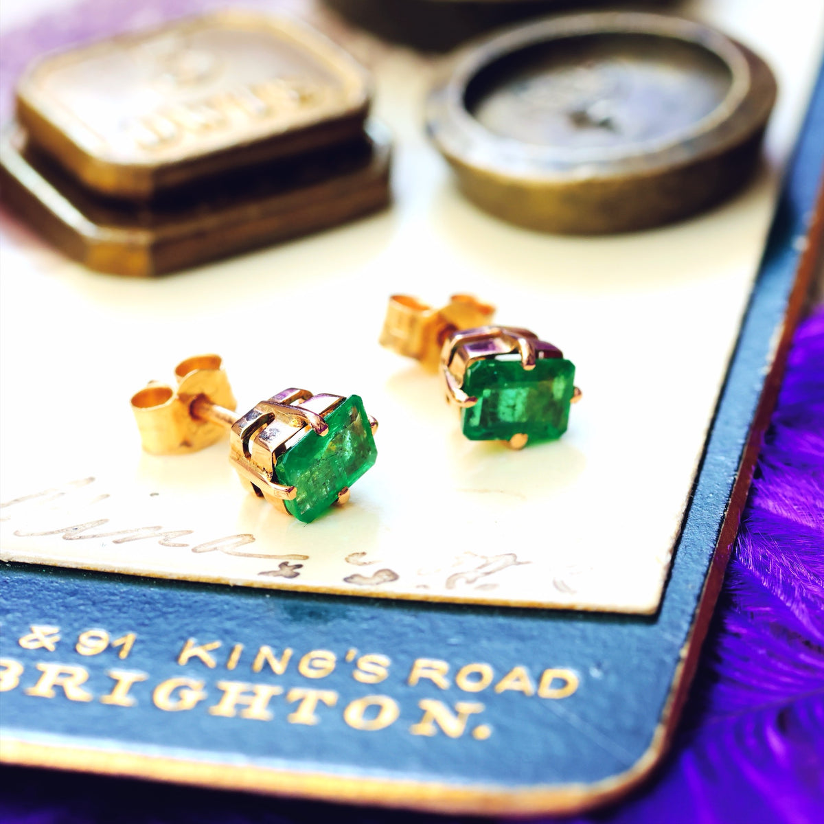Vibrant Emerald Stud Earrings
