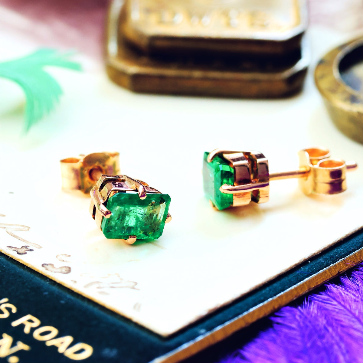 Vibrant Emerald Stud Earrings