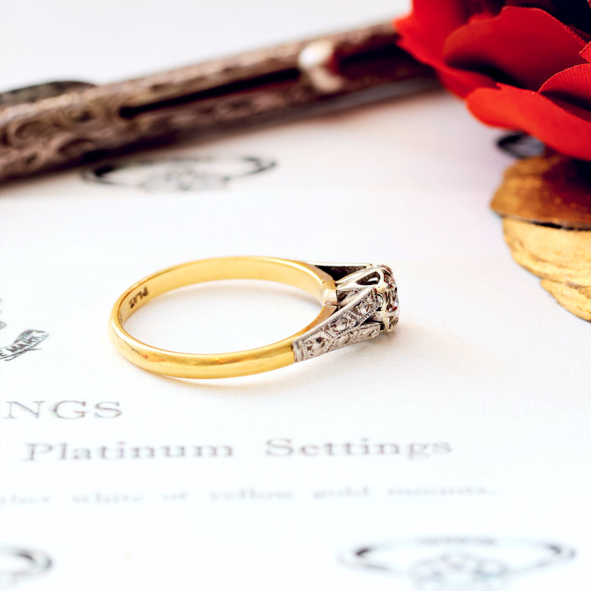 Pristine Handmade Vintage Diamond Engagement Ring