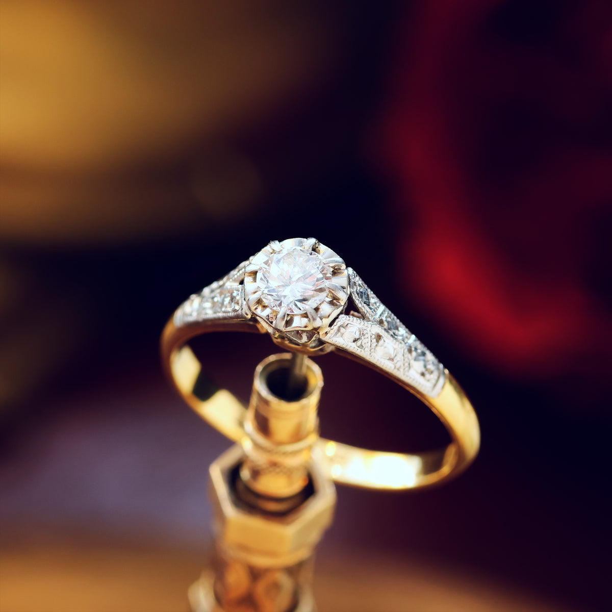 Pristine Handmade Vintage Diamond Engagement Ring