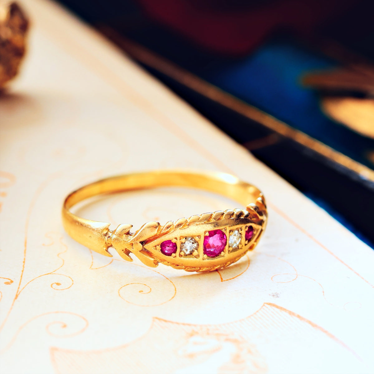 Antique Date 1904 18ct Ruby & Diamond Ring