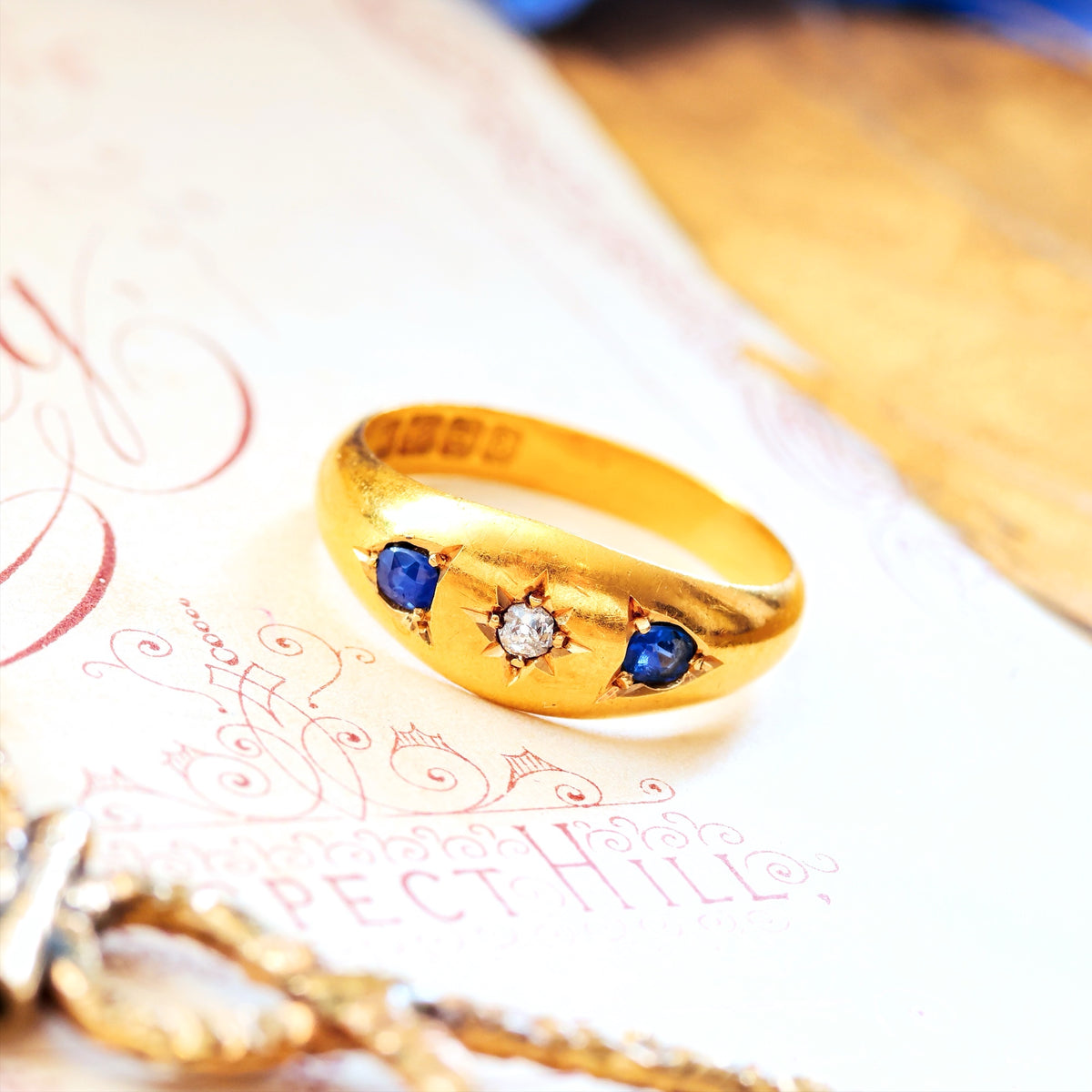 Date 1900 Sapphire & Diamond Gypsy Ring