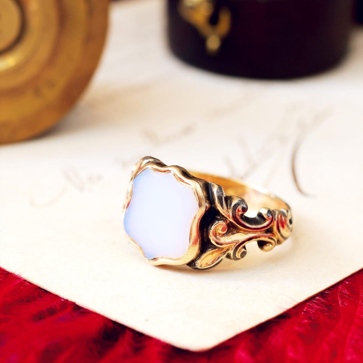 Antique Georgian Chalcedony Shield Signet Ring