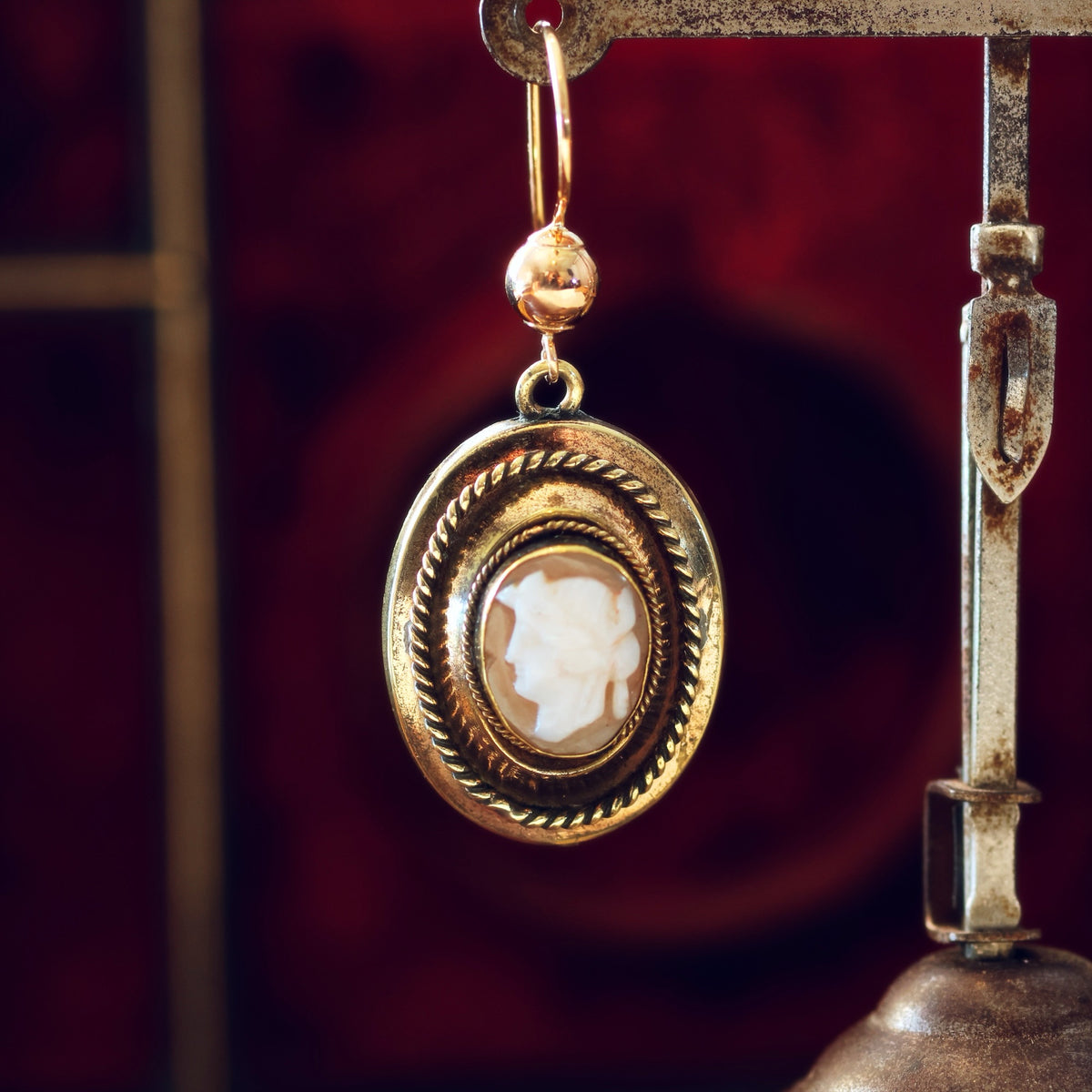Antique Historical Revival Victorian Cameo Earrings