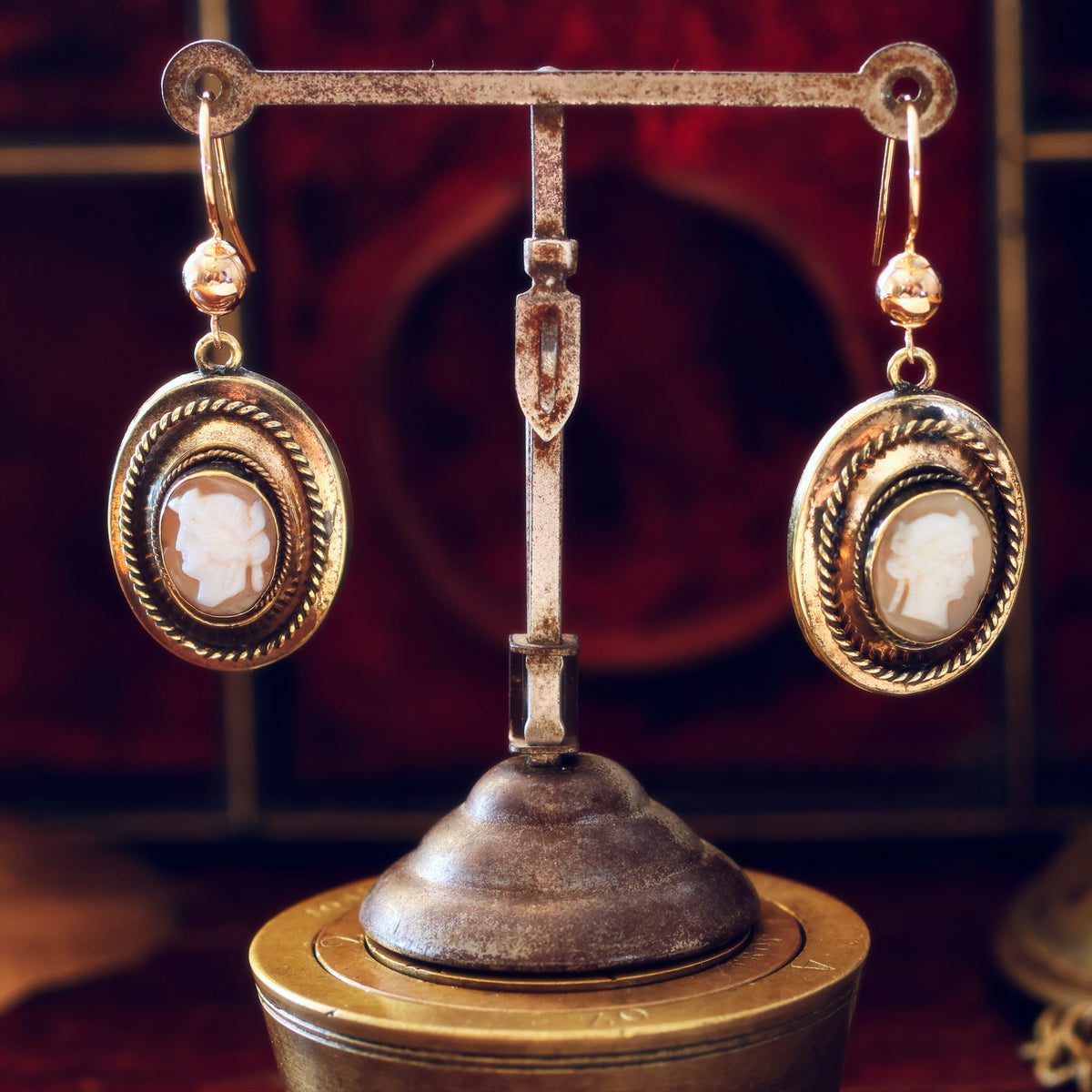 Antique Historical Revival Victorian Cameo Earrings
