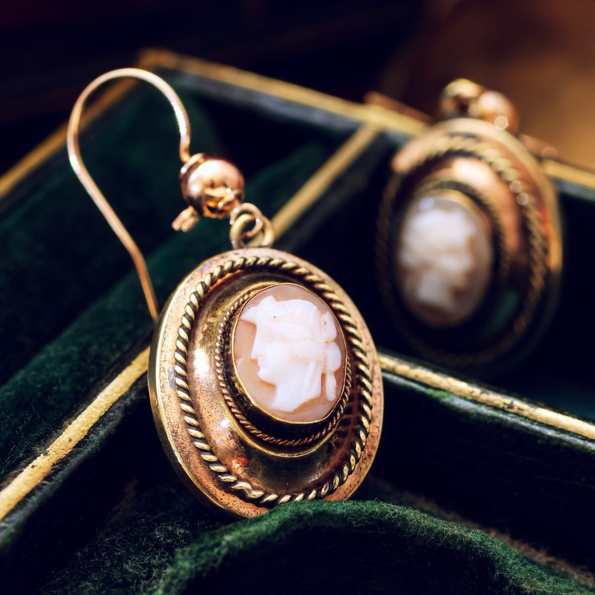 Antique Historical Revival Victorian Cameo Earrings