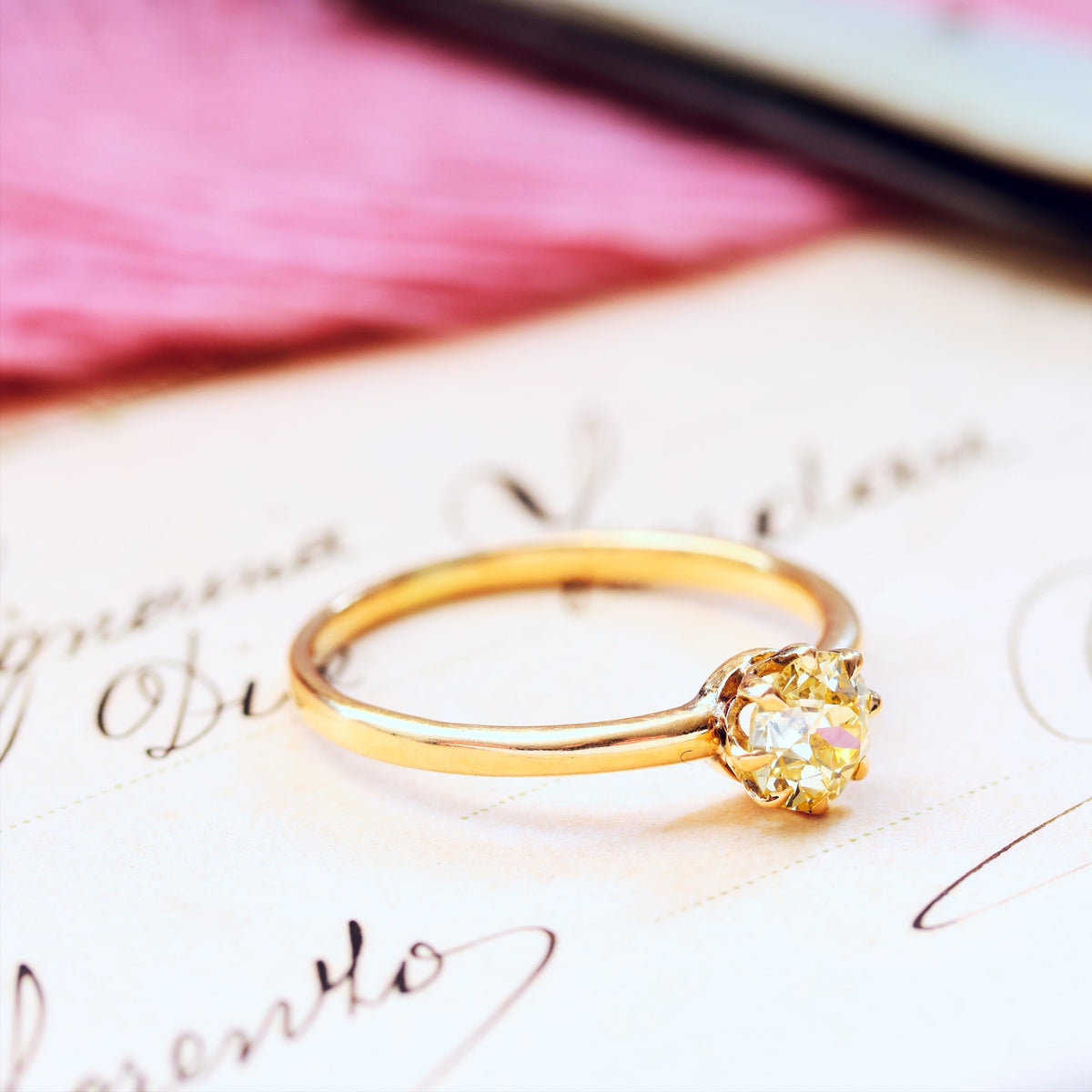 Antique Champagne 'Tiffany' Style Diamond Engagement Ring
