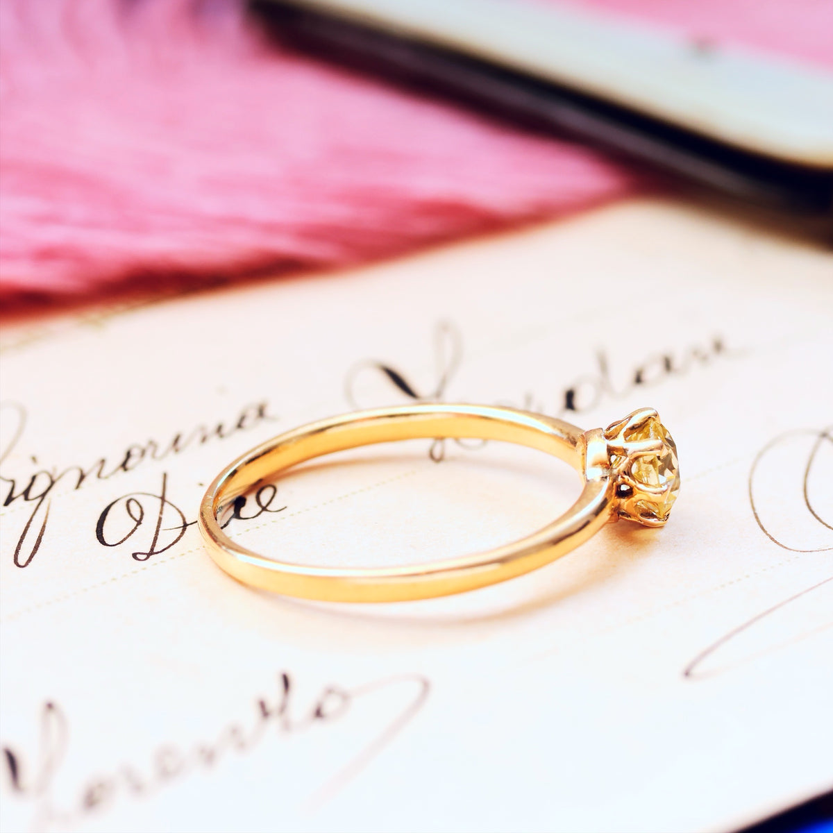 Antique Champagne 'Tiffany' Style Diamond Engagement Ring