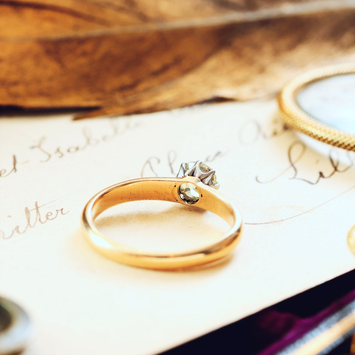 Antique Champagne 'Tiffany' Style Diamond Engagement Ring