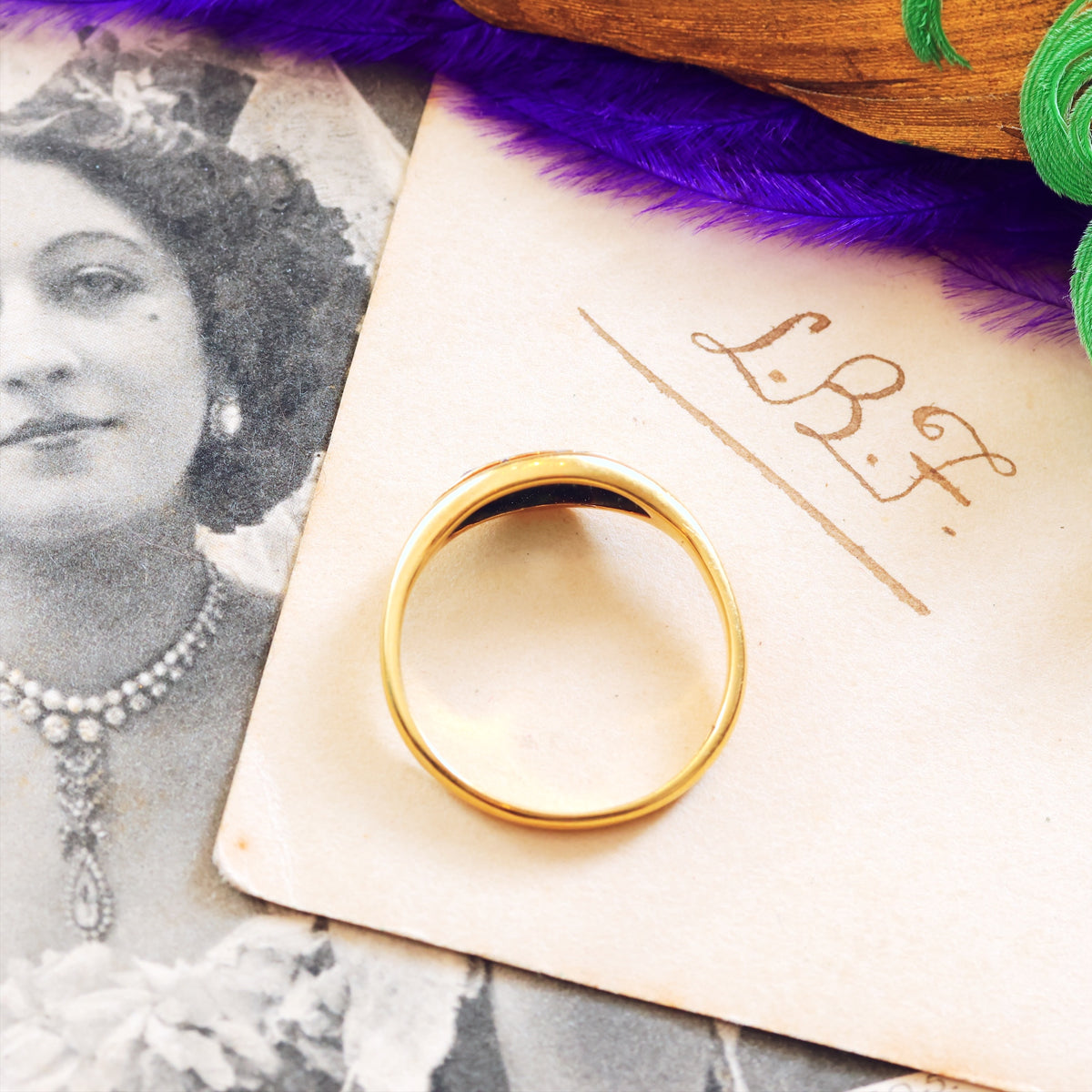 Sweet Sympathy! Circa 1920's Emerald & Diamond Ring