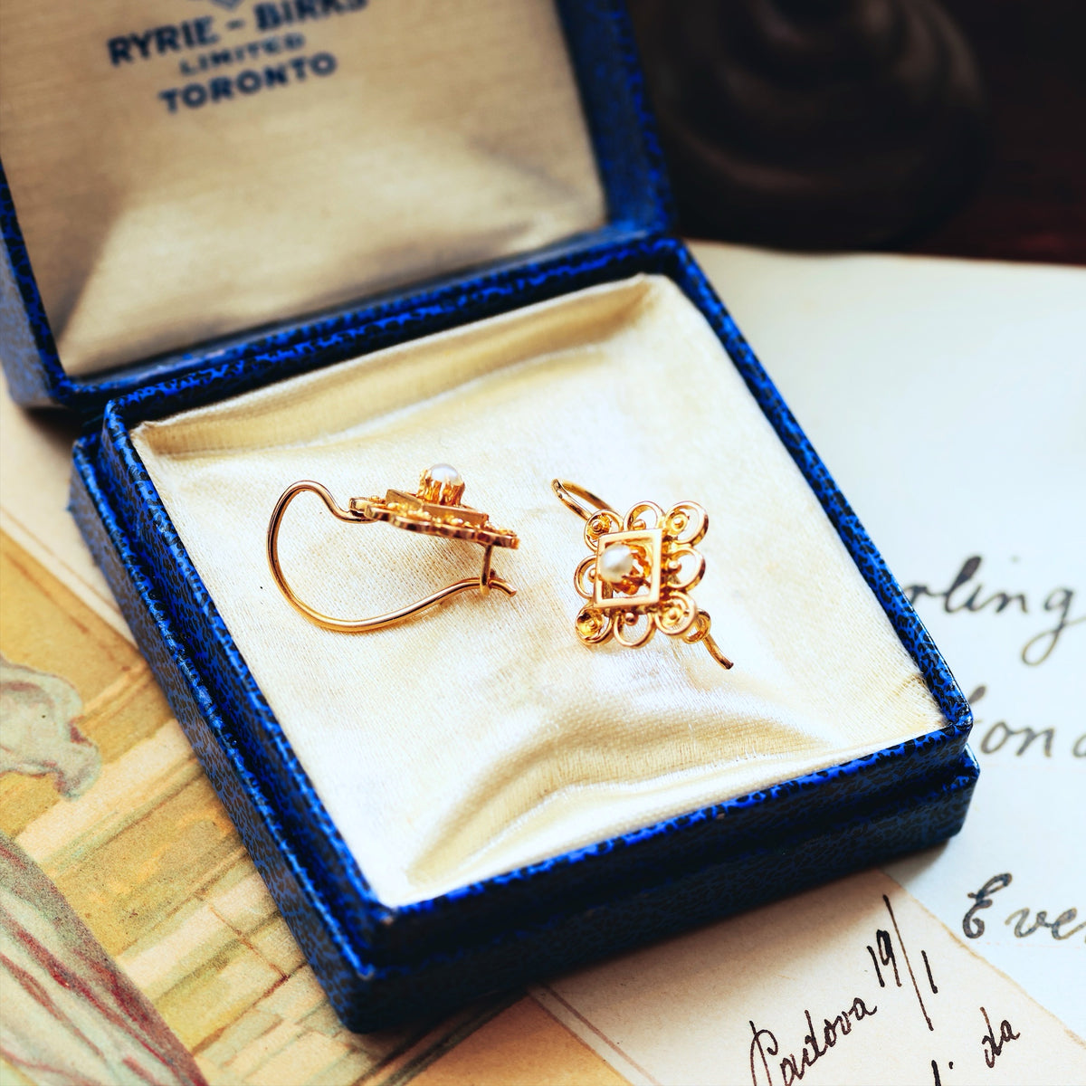 Antique Continental 18ct Gold Seed Pearl Earrings