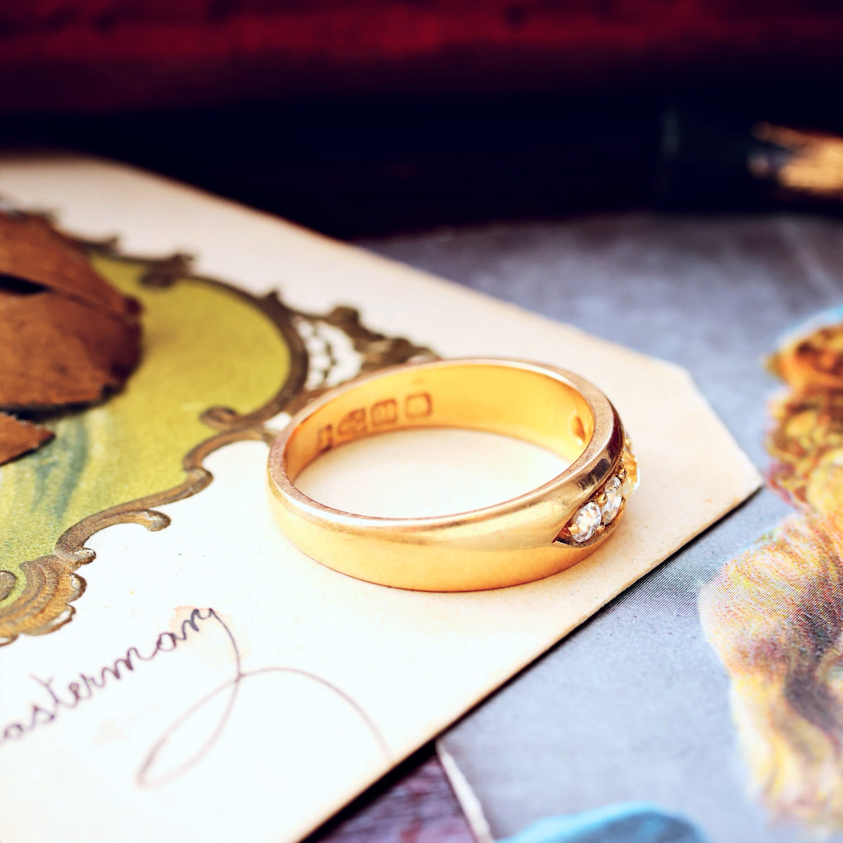 Date 1892 Old Cut Diamond Wedding Band