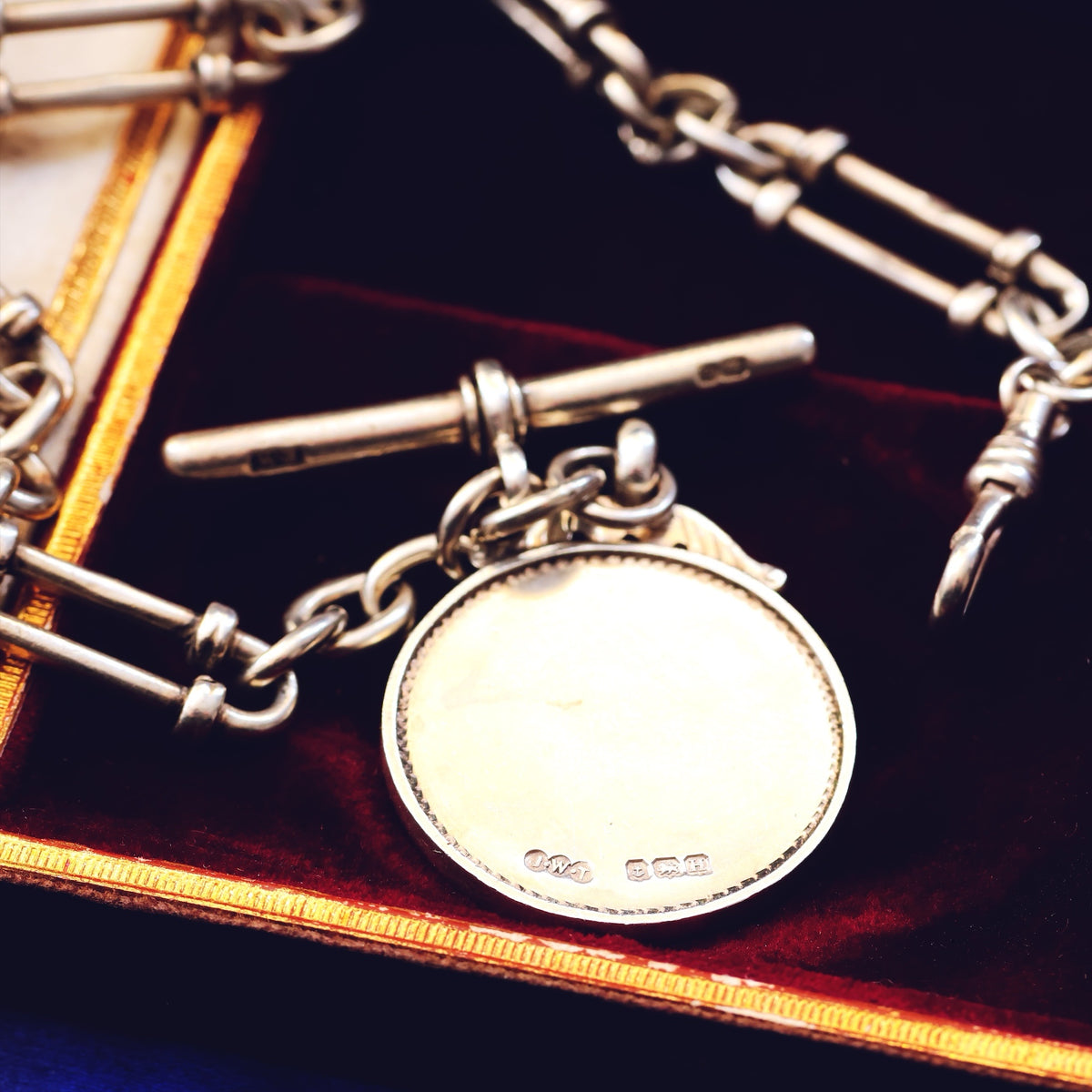Fabulous Antique Date 1892 Silver 'Albert' Watch Chain