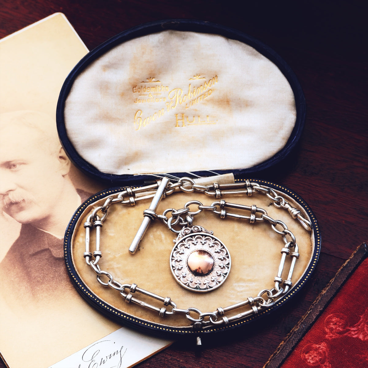 Fabulous Antique Date 1892 Silver 'Albert' Watch Chain