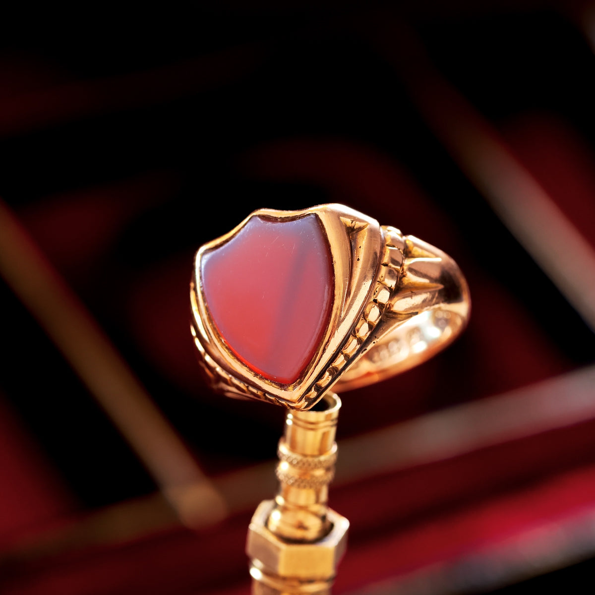 Date 1895 Shield Shaped Sardonyx Signet Ring