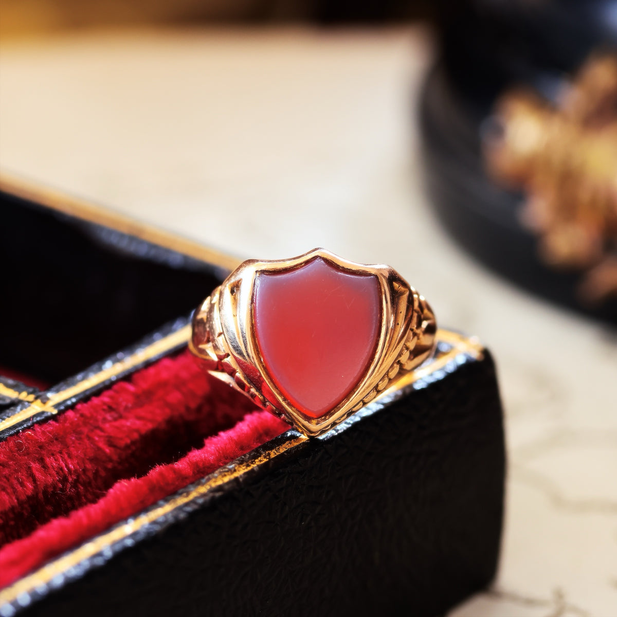 Date 1895 Shield Shaped Sardonyx Signet Ring