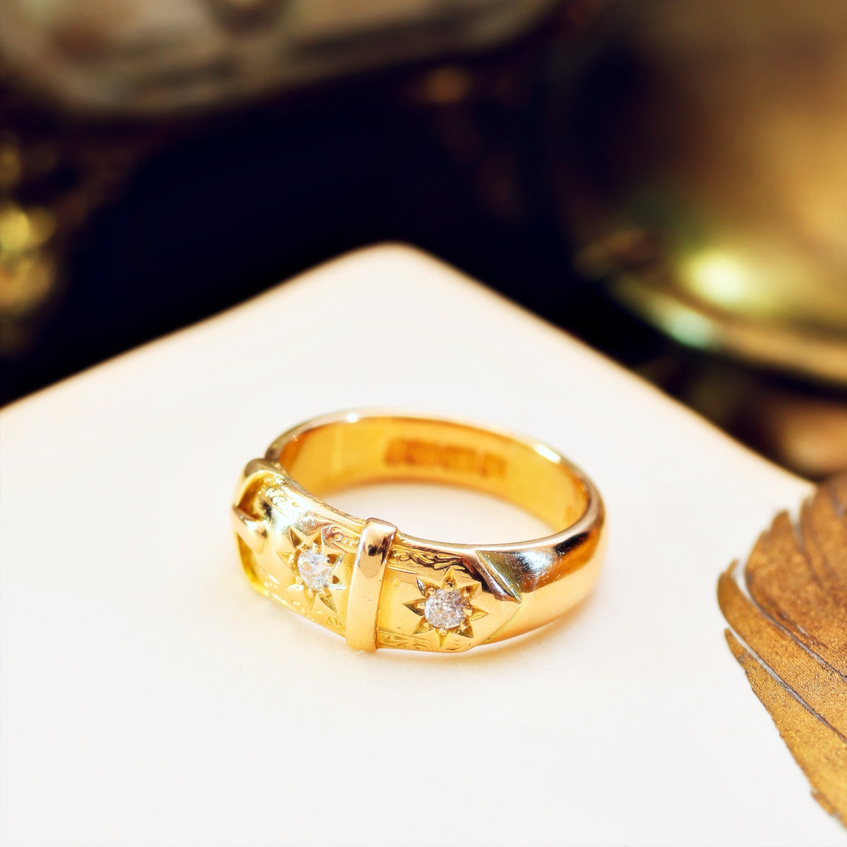Antique Date 1899 Diamond 'Fidelity' Buckle Wedding Ring