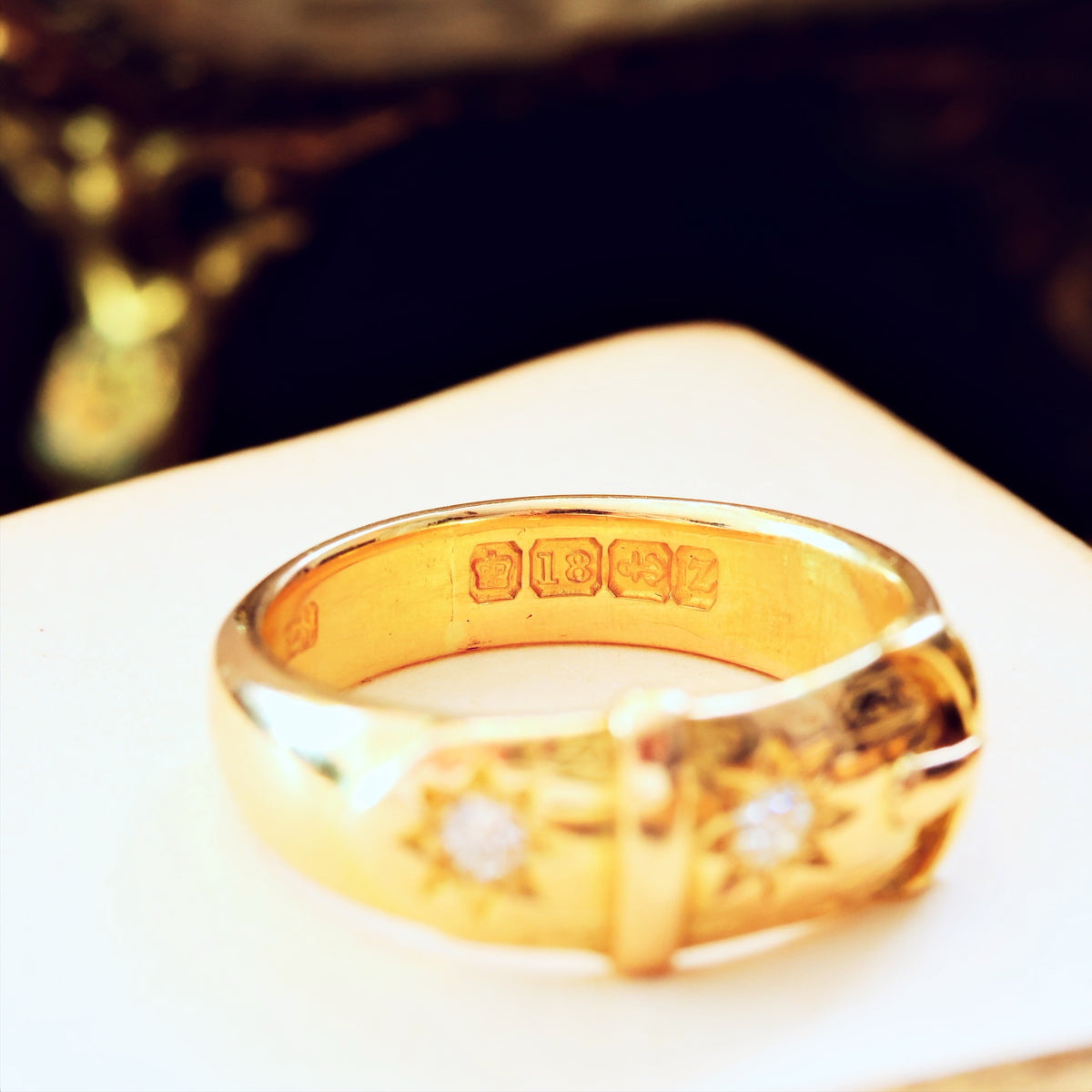 Antique Date 1899 Diamond 'Fidelity' Buckle Wedding Ring