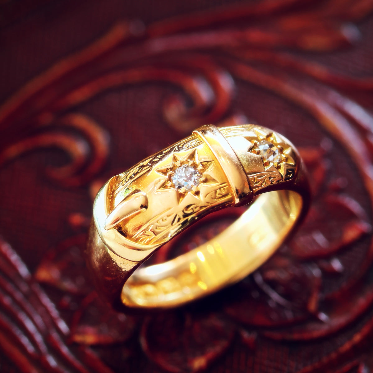 Antique Date 1899 Diamond 'Fidelity' Buckle Wedding Ring