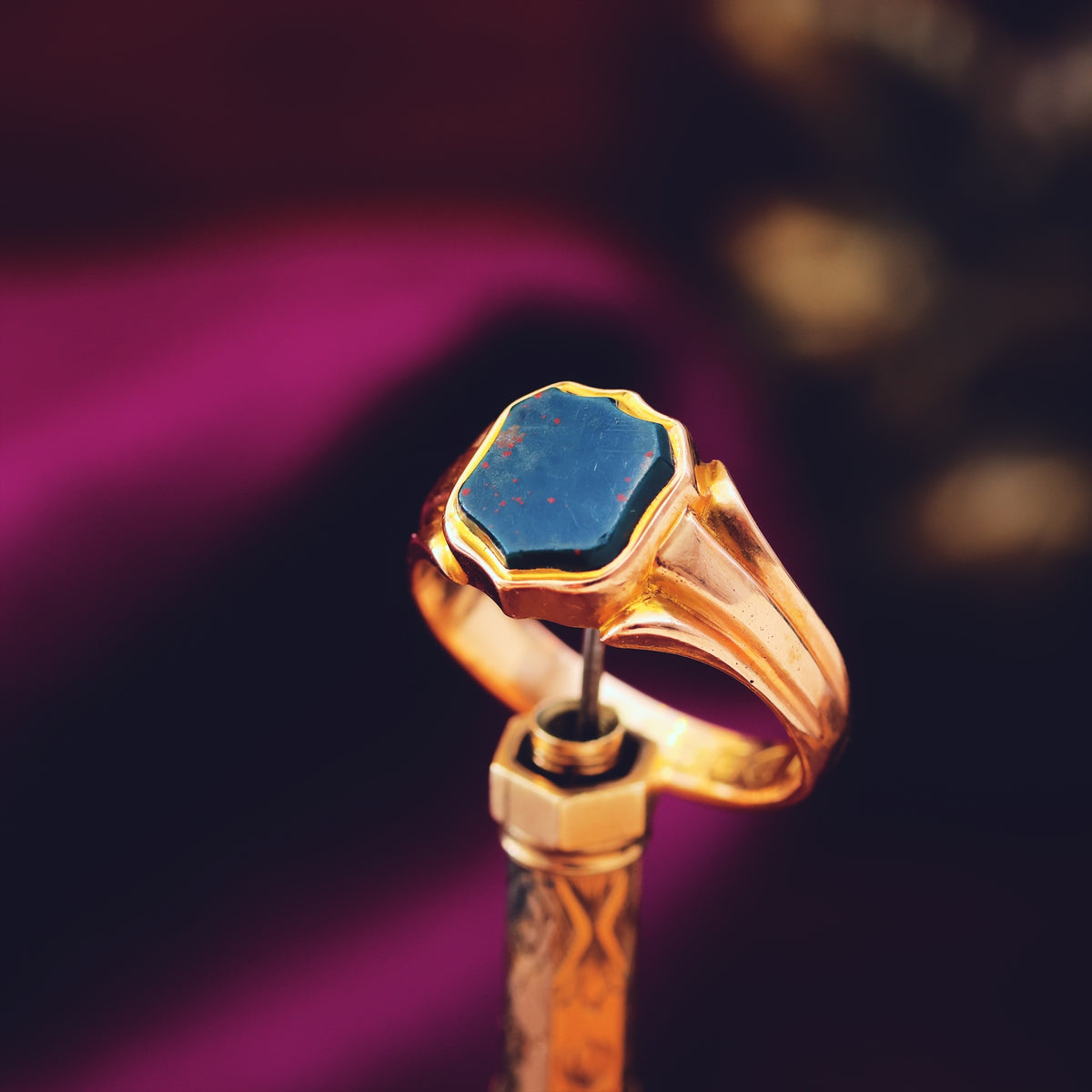 Antique Date 1899 Size P Bloodstone Signet Ring