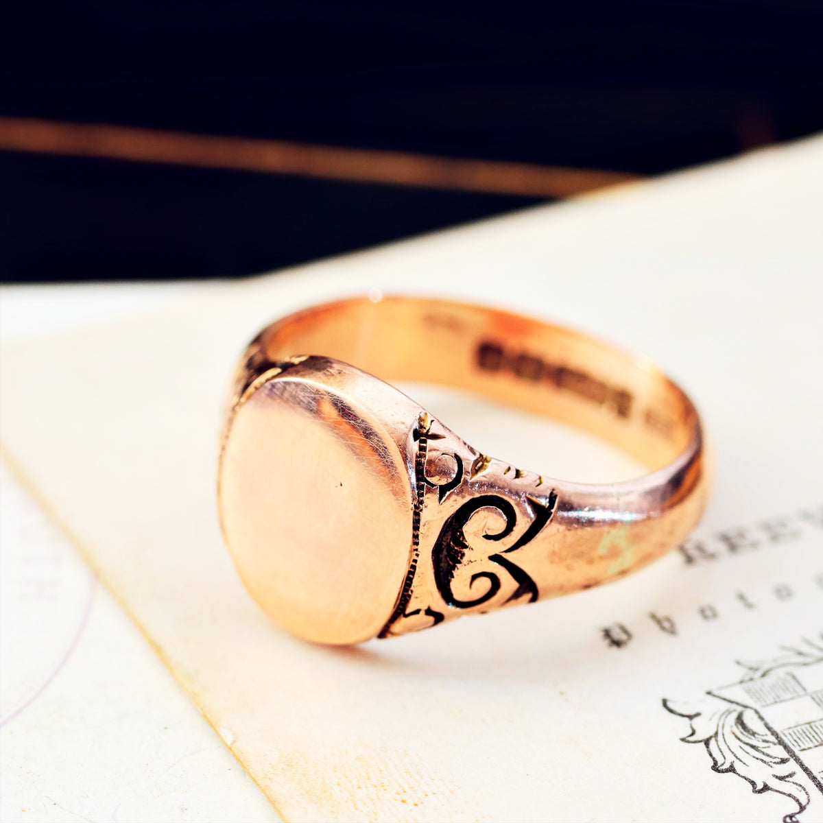Fine Date 1901 9ct Rose Gold Men's Signet Ring