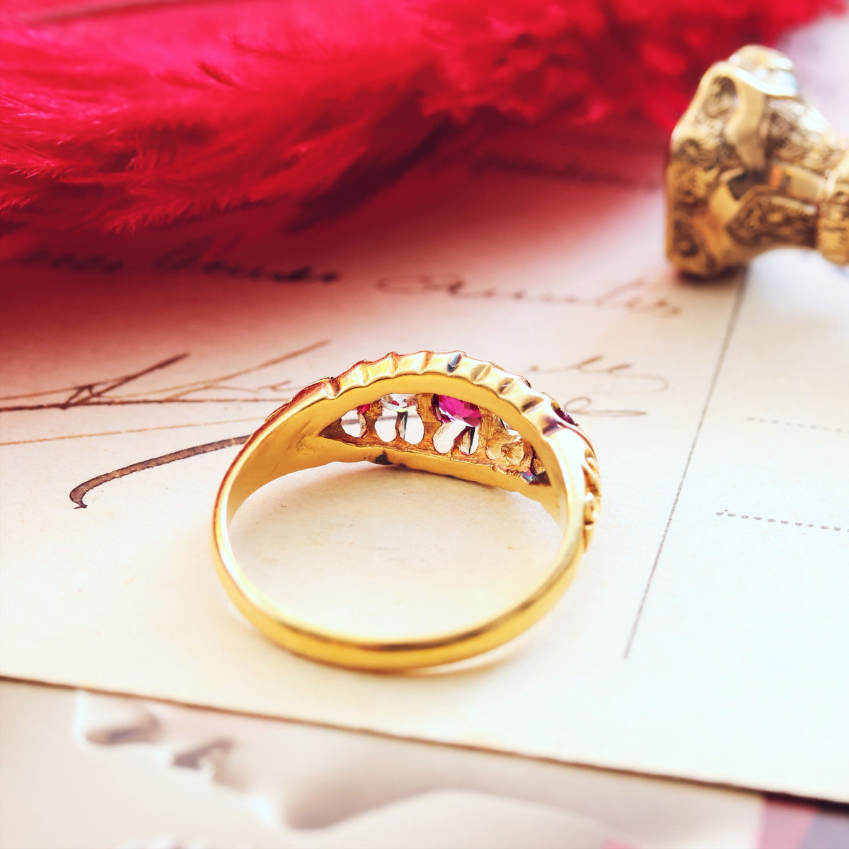 Antique Date 1901 Ruby & Diamond Engagement Ring
